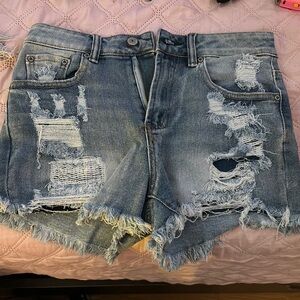 Distressed Denim Shorts